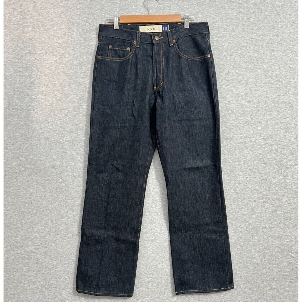 Vintage 90s GAP Jeans Womens 32x30 Boot Fit High‎ Rise Raw Blue Denim Dark USA